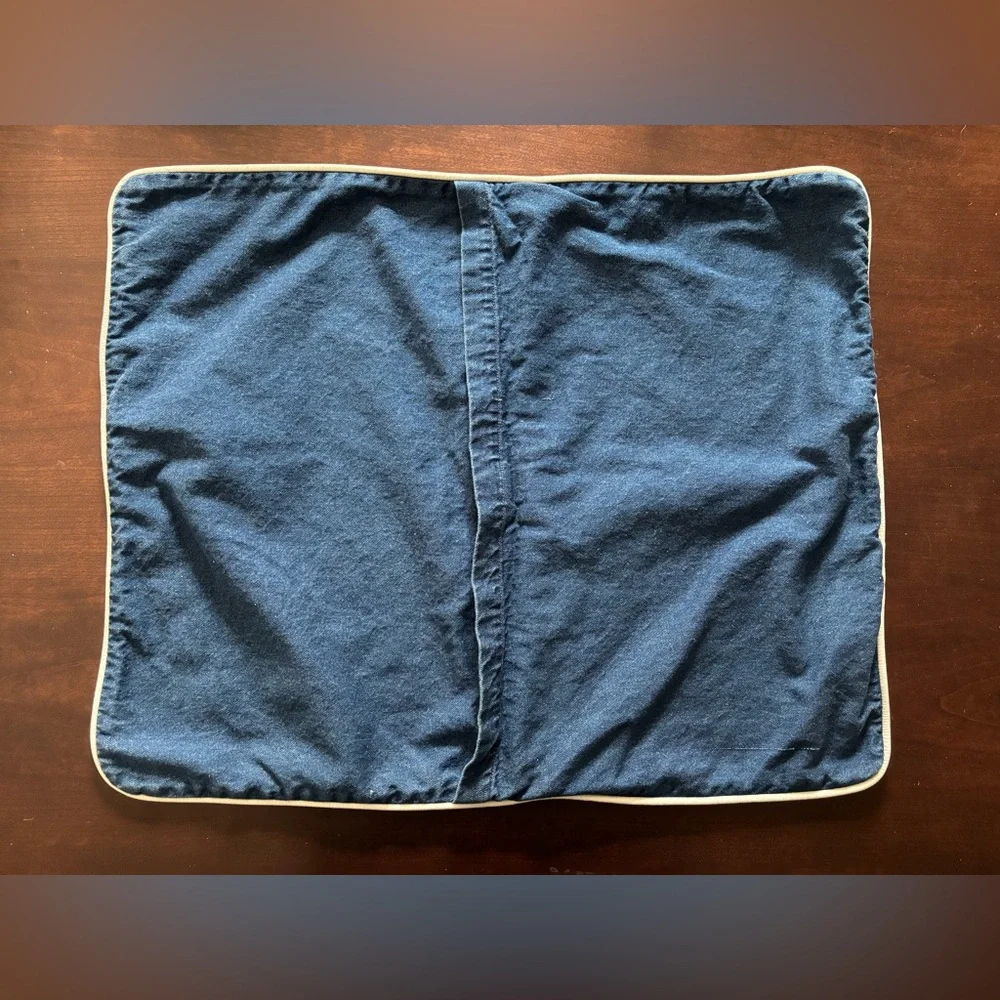 Rare L.L. Bean vintage denim cotton pillow cushion cover sham set of two 24x19 - Picture 6 of 6